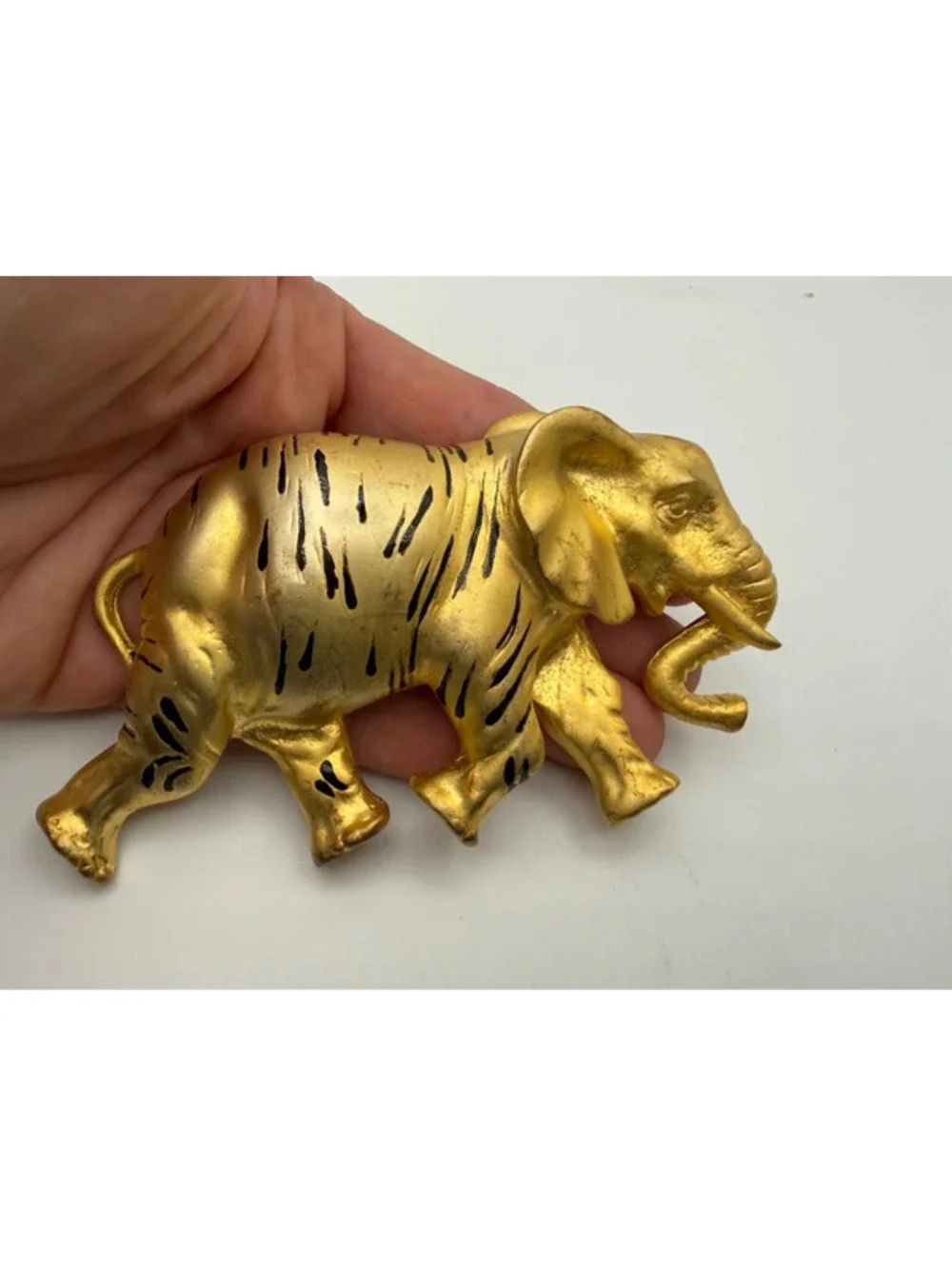 Vintage Large Gold Tone Elephant Brooch